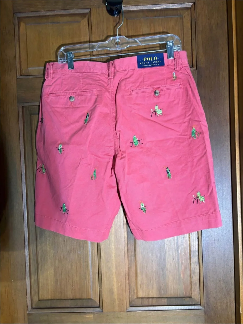 Polo by Ralph Lauren Coral Cricket Embroidered Cotton Shorts